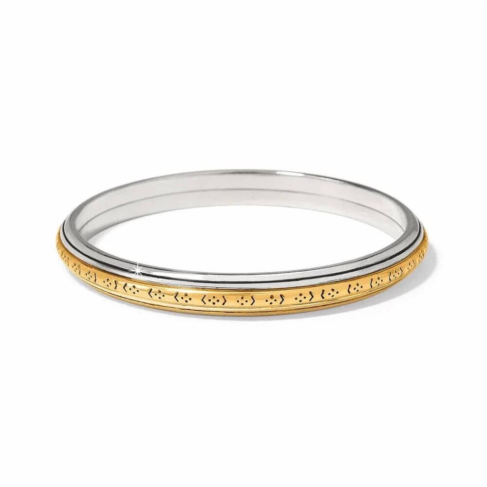 NEW BRIGHTON women's mosaic two tone bangle in silver-gold